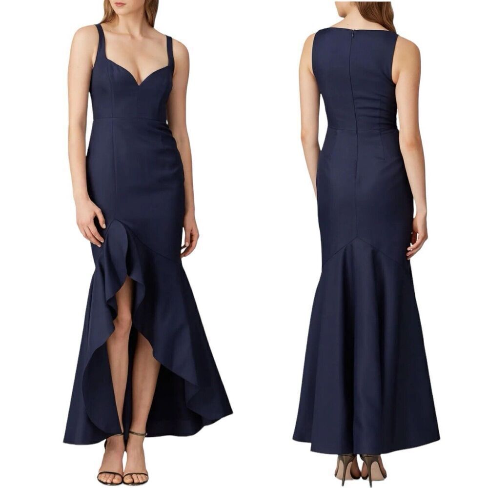 Fame & Partners Bromley Gown Dress Blue Ruffle Sleeveless Sweetheart Plus 20